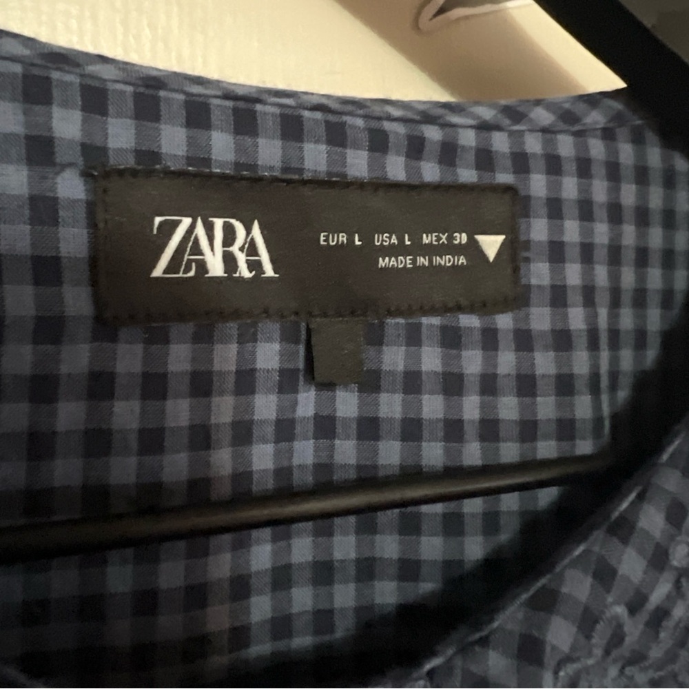 Zara Gingham Blouse with Statement Embroidered Collar L - Picture 7 of 8